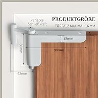 MARIE Türschließer ohne Bohren, Türschließer Automatischer für leichte Innentüren, Minitürschließer für DIN links/rechts schließende Zimmertüren, Ganzmetallische, Längere & leisere Lebensdauer (Weiß) – Ansicht 2