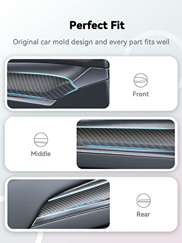 Jomospo Real 3K240G Toray Dry Carbon Fiber Front Door Inner Armrest Panel Cover Trim Interior Decoration Accessories For Tesla Model 3 2021-2022/Model Y 2020-2022(2 Pack) (Matte Black) #TOP6