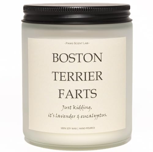 Boston Terrier Gifts, Boston Terrier Decor, Dog Mom Gift for Women - Lavender & Eucalyptus, Crafted by Natural Soy Wax & Natural Essential Oils, 7OZ