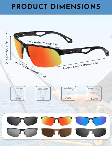 Image of BIRCEN Polarized Anti-Glare Sunglasses for Men: Lightweight Metal Wrap around Sun Glasses UV Protection for Driving Fishing