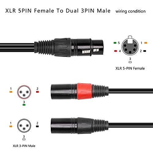 Xmsjsiy Dual Xlr 3 Pin To Xlr 5 Pin Dmx Stage Light Cable Audio Cable,Dj Xlr 5-Pin Female To Xlr 3-Pin Male Connector Mic Preamp Y Splitter Patch Cable For Microphone-50Cm(Male To Female) #TOP1