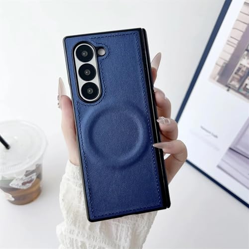 Coque magnétique Galaxy Z Fold3 5G cuir bleu anti-choc