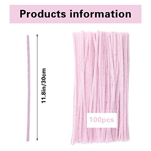 Image of 100 Pieces Pipe Cleaners Bulk Chenille Stem Light Pink Pipe Cleaners | Fuzzy Sticks Pipe Cleaners for Crafts Festival Home Decorations