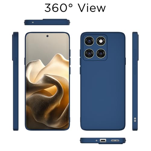Image of Outlouders Back Cover for Motorola Moto Edge 60 Pro 5G | Camera Protection | Durable Soft Matte Silicone Bumper Case (Blue)