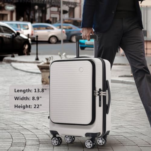 2-piece Stylish White Luggage Set with Universal Wheels and USB Charging Port, 1 Portable Suitcase, Lightweight and Durable, Suitable for All Kinds of Travel Needs3
