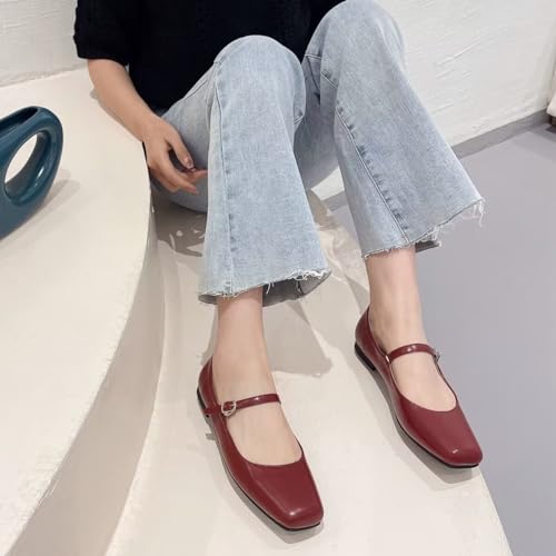 Image of LUXINYU Women's Slip on Flats,Classy Round Toe Solid Classic Mary Jane Ballet Dance Shoes Soft Comfortable PU Flat Shoes