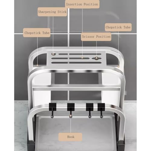 Bloc à couteaux multifonction et support planche à découper en métal avec égouttoir