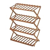 Home Nature Schuhregal Bamboo mit 4 Etagen, Tragbar, Platzsparend, Ohne Montage, Schuhregal Klein für Flur, Schlafzimmer und Kleine Räume