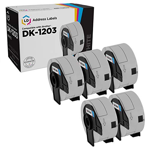 LD Compatible White Label Replacement for Brother DK-1203 0.66 Inch x 3.4 Inch (300 Sheets, 5-Pack)