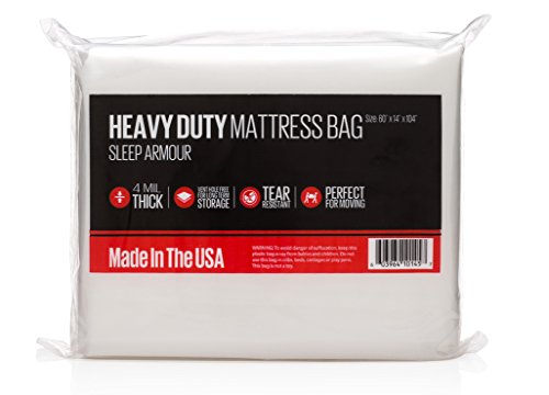 Mattress Bag : Heavy Duty 4 mil Thick Mattress Bag for Storage / Moving, Made in the USA (1, Queen )
