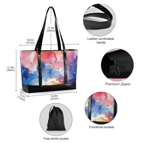 KLL Watercolor Flowers Sturdy work bag with laptop compartment with zipper laptop tote bags for work Large Handbag for teacher with bolsos secret para mujeres4