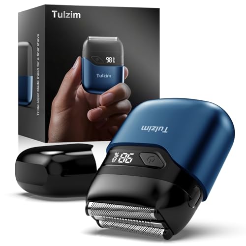 Image of Tulzim Electric Foil Shaver for Men: Cordless Electric Razor for Face & Beard - 3 Floating Blades, 100-Min Runtime, USB-C Fast Charge, IPX7 Waterproof for Travel,Matte Blue