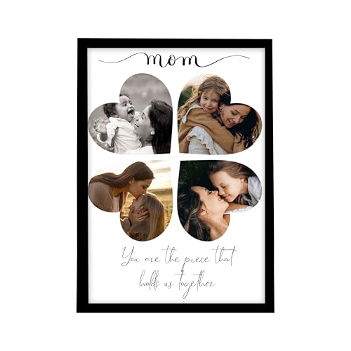 Image of Customized Mothers Day Gift for your Mom with 4 Photo Collage print, Mom Gifts Photo Frame With Photo Upload, Birthday, Couple, Parents (8.9x12.8 Inch)