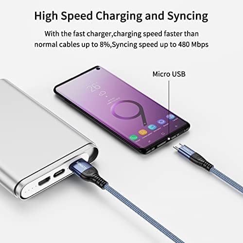 Micro USB Cable, (1M 2-Pack) Android Charger Cable Fast Charging Cable Nylon Micro USB Charger cable Compatible with Samsung Galaxy S7 S6 J7 Note 5, Kindle, PS4 and More, Bule