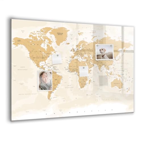 Tableau blanc en verre magnétique sans trace carte du monde effaçable pour effacer facilement