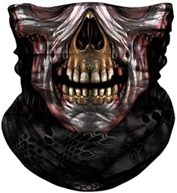 TERNNK Skull Face Mask Half Sun Dust Wind Protection, 3D Tube Mask Seamless Durable Face Mask Bandana Skeleton Face Mask Motorcycle Bike Riding Fishing Hunting Cycling Festival, Many Patterns (F20)