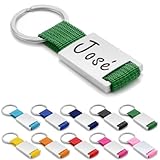 ibera gifts - Llavero personalizado Metal/Tela - Regalos originales personalizados Mujer, Hombre, Parejas, Novios, Amiga, Papa, Dia de Padre - Grabado con Nombre, Llaveros personalizados (Verde)