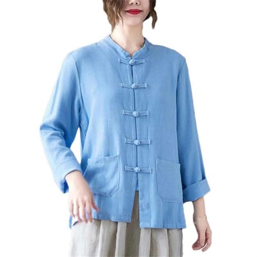 Chemise Kung Fu coton lin manches longues coupe ample mi-saison
