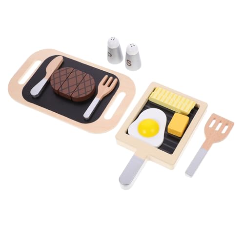 BESTonZON 1 Juego Filete Cortado En Madera Juguetes Bebe Juguetes para Niños Pequeños Juego De Bistec Artificial Juguetes De Comida De Cocina Falso Accesorio De Comida Jugar Comida De Madera
