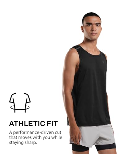 Image of TEGO Men's Pacer Tank | Lightweight Ultra-Breathable Running Tank | Moisture-Wicking | Athletic Fit | Chafe-Free Seams | Reflective Details | 100% Polyester Gym Tank Top