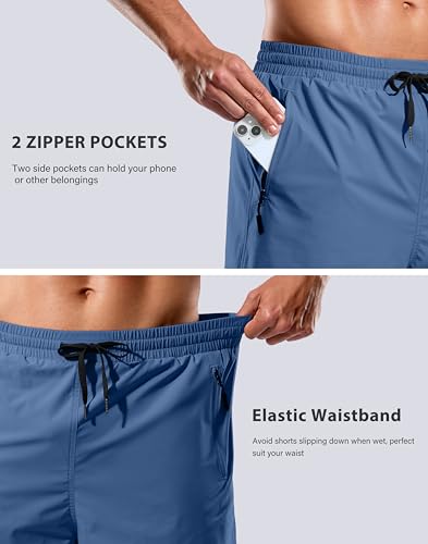 Image of G Gradual Mens Swim Trunks with Compression Liner 7 inch /9'' Quick Dry Board Shorts Swimsuit Bathing Suit for Men Zipper Pockets