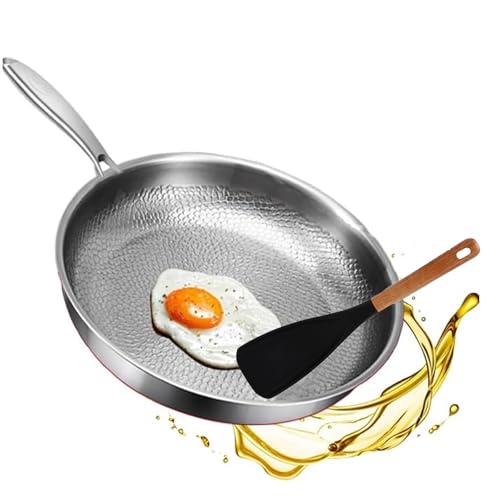 Titancore Titanium Hammered Pan Pro with Lid, 10/11/12 Ultra Durable Non-Stick Scratch-Resistant Titanium Frying Pan, Multifunctional No Coating Nutri Skillets, Even Heating (no lid, 26cm)