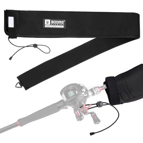 Booms Fishing Neoprene Rod Sleeve: Fishing Pole Sleeve for Storage & Travel - 68" Protective Rod Socks with Hanging Loop & Adjustable Lanyard - RS8 Floating Pole Covers for Casting/Trolling Rods, M