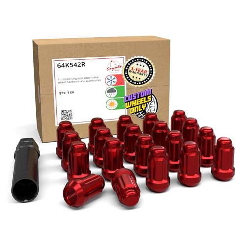 Image of Wheel Accessories Parts 20 Pcs 1 /2 inch-20 Thread Car Spline 35mm 1.38 inch Long Lug Nuts Red Spline Hex Fits Ford Mustang | Jeep CJ Wrangler Grand Cherokee