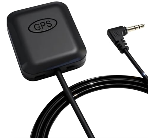 Auto Aktive GPS Antenne 3 Meter | GPS Antenne mit 3,5mm RG174 Anschluss und Magnetfuß für Autoradio GPS Navigationssystem | 28 dB