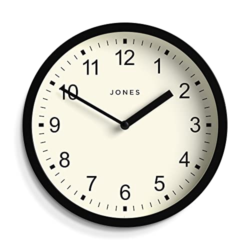 JONES CLOCKS® The Spin – Kleine Uhr – Runde Wanduhr – Küchenuhr – Wohnzimmeruhr – Bürouhr – Dekorative Wohnaccessoires – Moderne Wanduhr – 20cm Wanduhr (Schwarz)