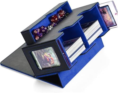 MTG Caja De Mazo Commander Con Pantalla Para 2 Sobres – Diseño Dual, Capacidad Para +250 Cartas, Bandeja Para Dados, Cierre Magnético, Negro/Dorado