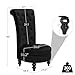 AVAWING Throne Royal Chair Set of 2 for Living Room, Button-Tufted Accent Armless High Back Chair with 24.6 Inch Larger Seat, Thick Padding and Rubberwood Legs, Mysterious Black