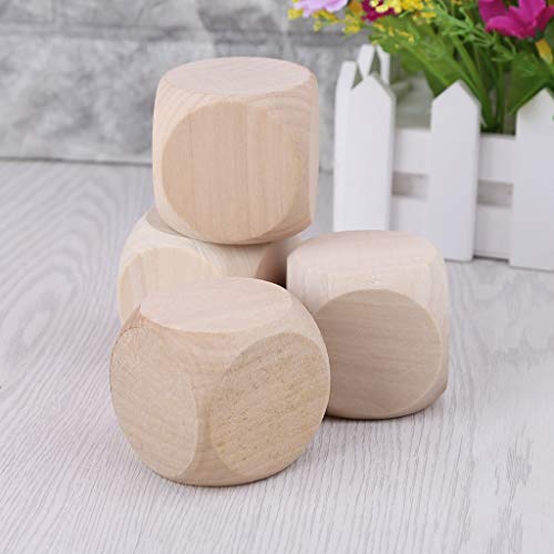hdhuad 5 cm 6 Lados Dados de Madera en Blanco Fiesta Familia Juegos de Bricolaje impresión Grabado Juguetes para niños Cover