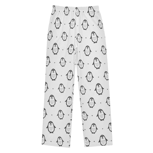 ZZXXB Lovely Penguin and Stars Boys Long Pants Soft Trousers Elastic Waist Kids Lounge Bottoms with Pockets S-XL
