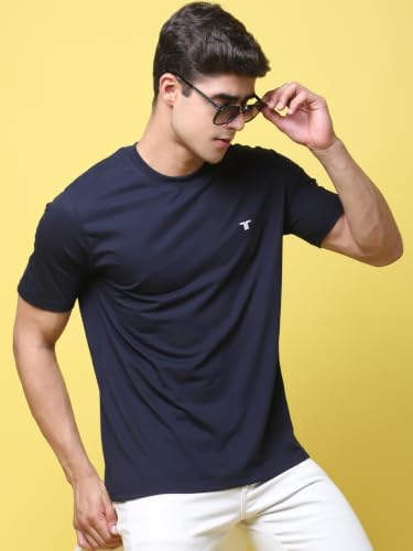 Image of Pinkmint Men's Cotton Blend T-Shirt ll Soild Round Neck T-Shirt ll Stylish Half Sleeve T-Shirt's (Pack of 1)