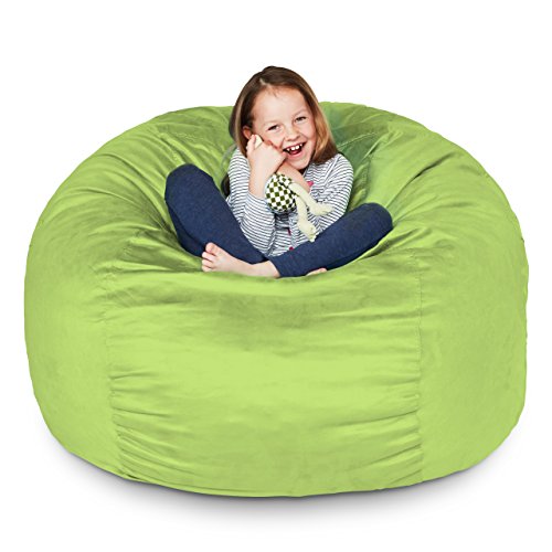 Lumaland Luxurious 3ft Medium Bean Bag Chair with Microsuede Cover - Soft, Foam Filling, Washable Bean Bag Sofa for Adults, Teenagers, Kids, Pets - Sack Chair for Living Room, Bedroom - Light Green