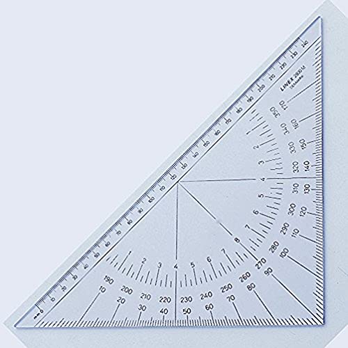 Linex 2800MH Nautischer Winkelmesser, Navigation Kursdreieck, 28 cm, Längenmaßskala 240mm, transparent