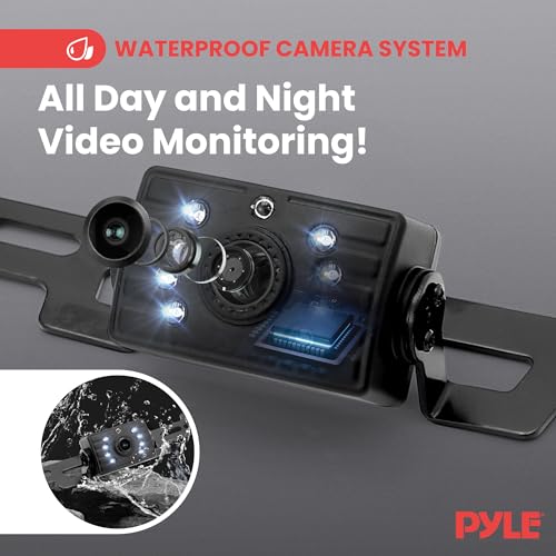 Image of Pyle 7 inch 1080P HD Digital Wireless Monitor and Wireless License Plate Camera - Waterproof, Night Vision, Single Channel Visual Assistance Kit (12 /24V for Bus, Truck, Trailer, Van, RV, Camper)