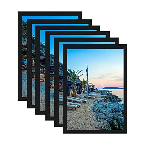 RonFin Pack of 6 Magnetic Photo Frames Black Photo Magnets for 8.3" x 11.7" Photos - Fridge Magnets Photo Cases for Fridges & Metal Surfaces Photo Collage(Black) Cover