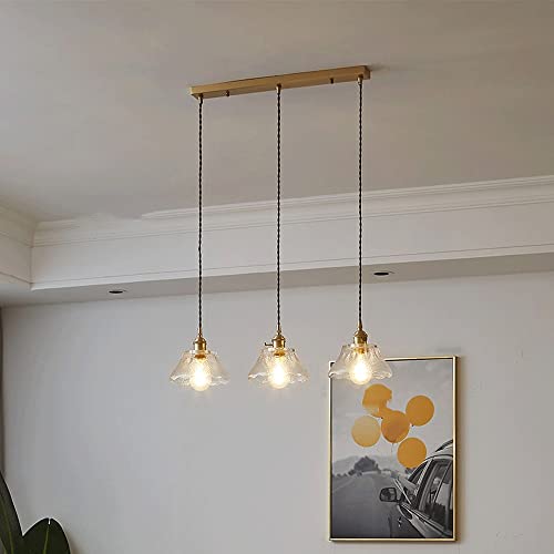 Lampe suspendue japonaise en laiton, éclairage parfait 3-Lights pour grand salon