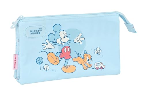 Safta Mickey Mouse Baby - Astuccio Triplo, Astuccio Per Bambini, Ideale Per Bambini In Età Scolastica, Comodo E Versatile, Qualità E Resistenza, 22 X 