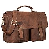 STILORD 'Zeus' Grande Maletín Vintage de Cuero Hombre Mujer Maletín para Portátil de 15.6 Pulgadas Bolso Profesora y Profesor, Color:aneto - marrón