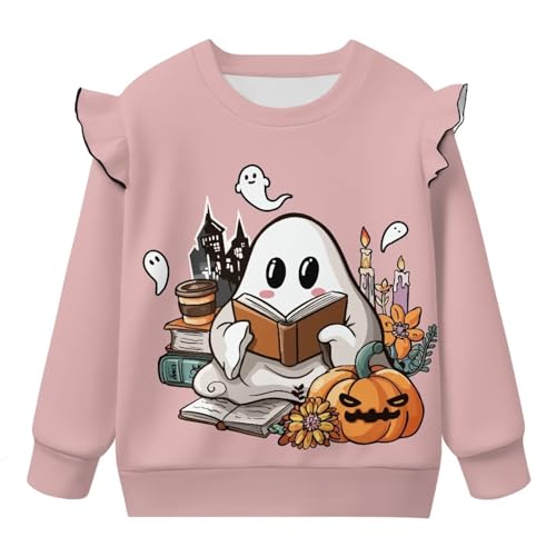 Toddler Girls Halloween Sweatshirts Ruffle Long Sleeve Shirts Fall Clothes Holiday Party Tops 1-8 Years4