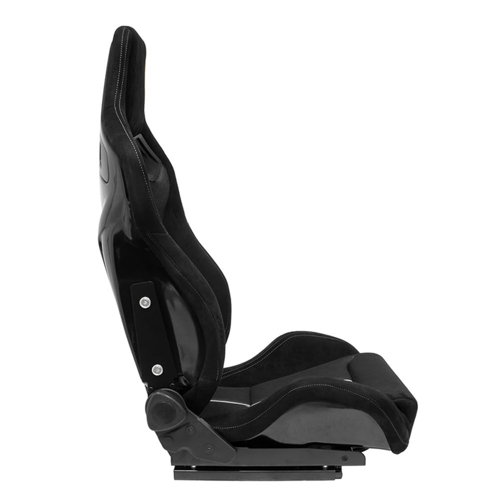 Sedile Sportivo 'NK Premium' - Pelle scamosciata Nero + Tessuto Grigio 'Mesh' - reclinabile doppia regolazione in Poliestere - incl. Slitte