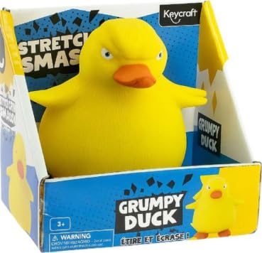Stretch 'N Smash Grumpy Duck, Stretchy Fidget Toy, Yellow, Ages 3+ - 1 Provided