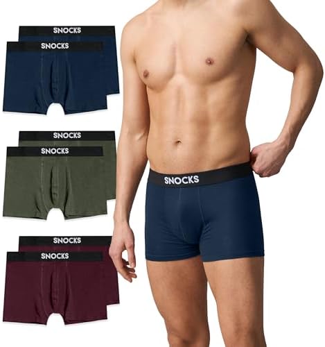 Snocks Boxershorts Herren aus Bio-Baumwolle, 6er Pack Farbmix