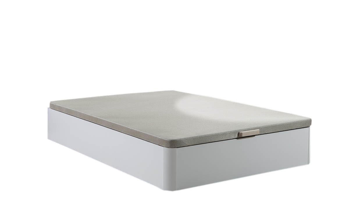 S & S SALDOS Y STOCKS Canapé Abatible Madera Gran Capacidad, Tapa Tapizada y Reforzada 3D - Cajón Grosor 22mm - Blanco 135X190cm Atenas