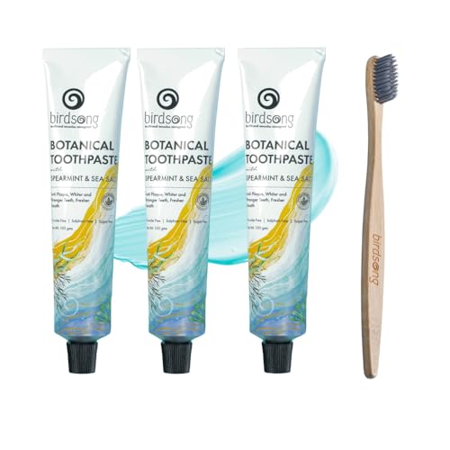 Image of Birdsong Herbal Botanical Toothpaste | Nano Hydroxyapatite | Fluoride Free SLS Free | Natural Remineralization and Teeth Whitening, Prevent Tooth Decay, Repair Enamel, Sensitive Teeth & Gum Care (300g)