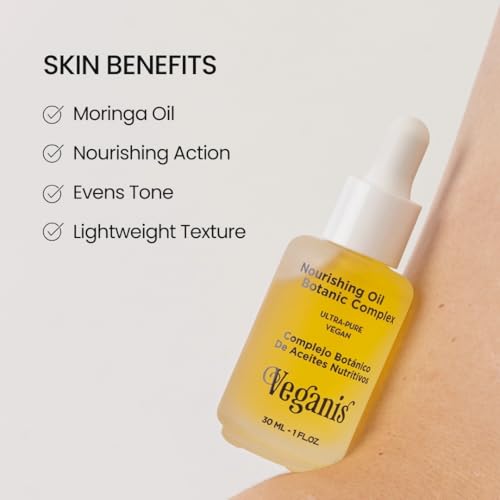 VEGANIS Nourishing Face Oil for Women – Moisturizer Botanic Complex with Moringa, Rosehip, Papaya & Passion Fruit – Multi Benefit Facial Oil for Hydration Vegan Formula