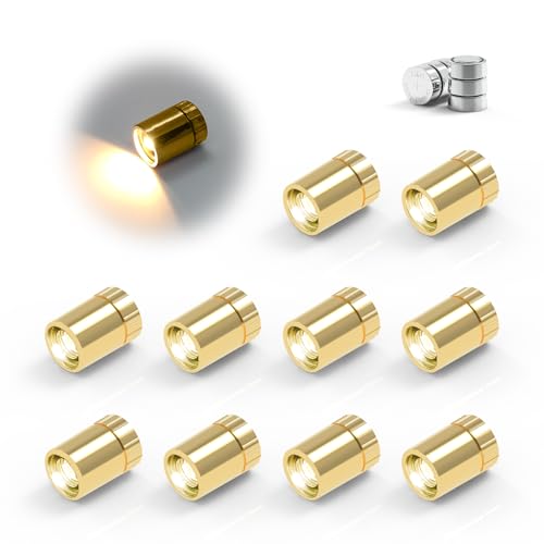 10 Pack Small Spotlight Battery Operated LED Lights, Warm White LED Wireless Miniature Spot Light for Artwork Painting,Jewelry Showcase Display,Closet,DIY Hand Craft (WarmWhite)
